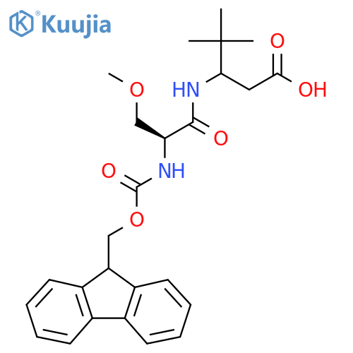 3-(2S)-2-({(9H-fluoren-9-yl)methoxycarbonyl}amino)-3-methoxypropanamido-4,4-dimethylpentanoic acid structure