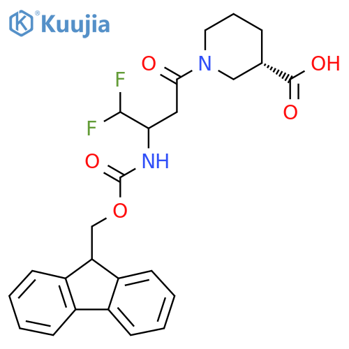 (3S)-1-3-({(9H-fluoren-9-yl)methoxycarbonyl}amino)-4,4-difluorobutanoylpiperidine-3-carboxylic acid structure