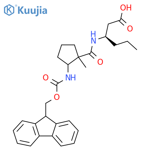 (3R)-3-{2-({(9H-fluoren-9-yl)methoxycarbonyl}amino)-1-methylcyclopentylformamido}hexanoic acid structure