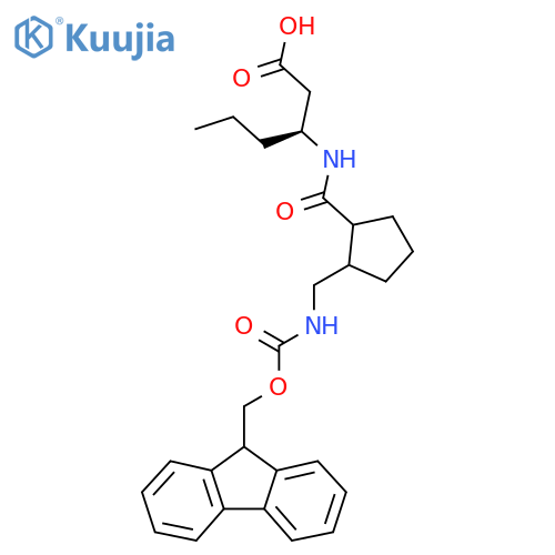 (3S)-3-({2-({(9H-fluoren-9-yl)methoxycarbonyl}amino)methylcyclopentyl}formamido)hexanoic acid structure