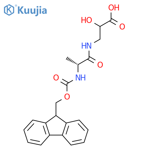 3-(2R)-2-({(9H-fluoren-9-yl)methoxycarbonyl}amino)propanamido-2-hydroxypropanoic acid structure
