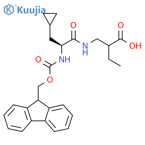 2-{(2S)-3-cyclopropyl-2-({(9H-fluoren-9-yl)methoxycarbonyl}amino)propanamidomethyl}butanoic acid structure