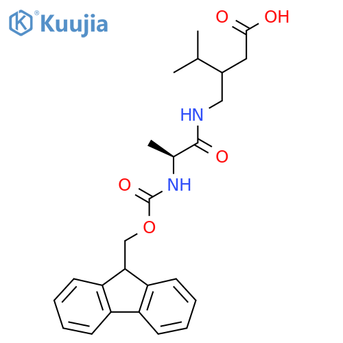 3-{(2S)-2-({(9H-fluoren-9-yl)methoxycarbonyl}amino)propanamidomethyl}-4-methylpentanoic acid structure