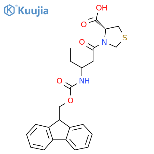 (4R)-3-3-({(9H-fluoren-9-yl)methoxycarbonyl}amino)pentanoyl-1,3-thiazolidine-4-carboxylic acid structure