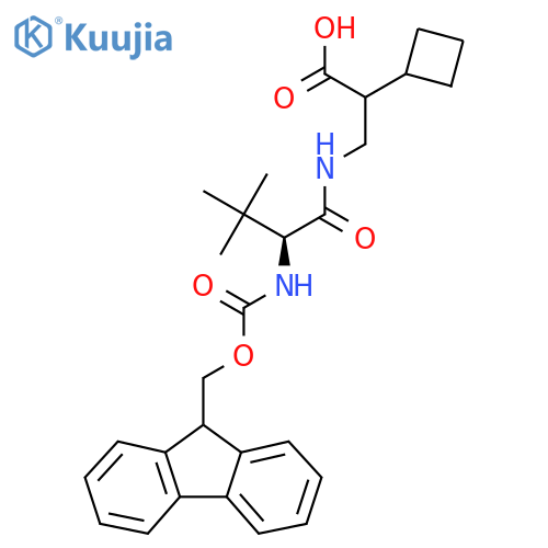 2-cyclobutyl-3-(2S)-2-({(9H-fluoren-9-yl)methoxycarbonyl}amino)-3,3-dimethylbutanamidopropanoic acid structure