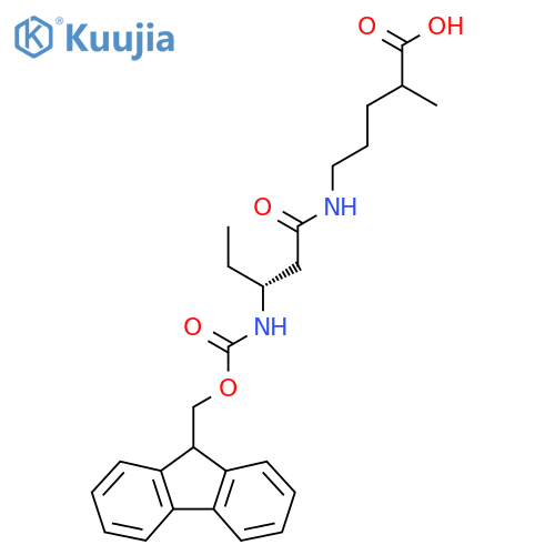 5-(3R)-3-({(9H-fluoren-9-yl)methoxycarbonyl}amino)pentanamido-2-methylpentanoic acid structure