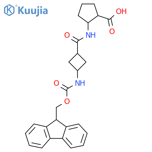 2-(1s,3s)-3-({(9H-fluoren-9-yl)methoxycarbonyl}amino)cyclobutaneamidocyclopentane-1-carboxylic acid structure