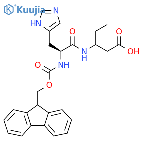 3-(2S)-2-({(9H-fluoren-9-yl)methoxycarbonyl}amino)-3-(1H-imidazol-5-yl)propanamidopentanoic acid structure