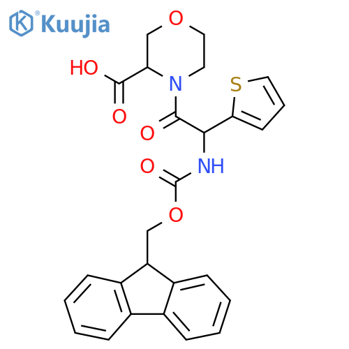 4-2-({(9H-fluoren-9-yl)methoxycarbonyl}amino)-2-(thiophen-2-yl)acetylmorpholine-3-carboxylic acid structure