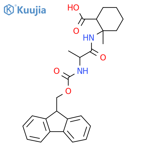 2-2-({(9H-fluoren-9-yl)methoxycarbonyl}amino)propanamido-2-methylcyclohexane-1-carboxylic acid structure