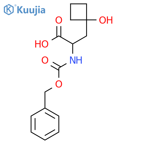 2-{(benzyloxy)carbonylamino}-3-(1-hydroxycyclobutyl)propanoic acid structure