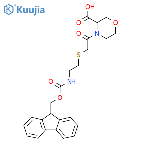 4-(2-{2-({(9H-fluoren-9-yl)methoxycarbonyl}amino)ethylsulfanyl}acetyl)morpholine-3-carboxylic acid structure