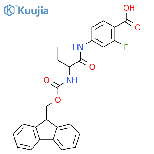 4-2-({(9H-fluoren-9-yl)methoxycarbonyl}amino)butanamido-2-fluorobenzoic acid structure