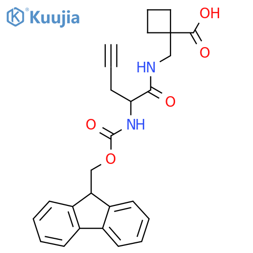 1-{2-({(9H-fluoren-9-yl)methoxycarbonyl}amino)pent-4-ynamidomethyl}cyclobutane-1-carboxylic acid structure