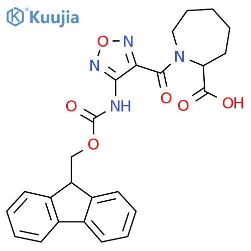 1-4-({(9H-fluoren-9-yl)methoxycarbonyl}amino)-1,2,5-oxadiazole-3-carbonylazepane-2-carboxylic acid structure