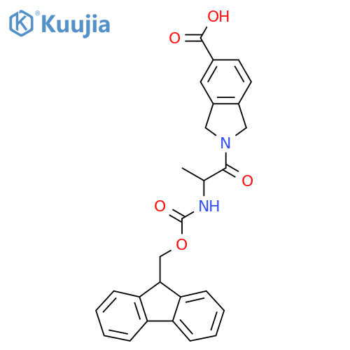 2-2-({(9H-fluoren-9-yl)methoxycarbonyl}amino)propanoyl-2,3-dihydro-1H-isoindole-5-carboxylic acid structure
