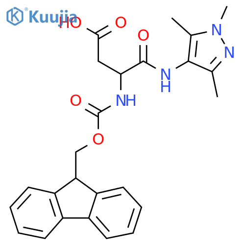 3-({(9H-fluoren-9-yl)methoxycarbonyl}amino)-3-(trimethyl-1H-pyrazol-4-yl)carbamoylpropanoic acid structure