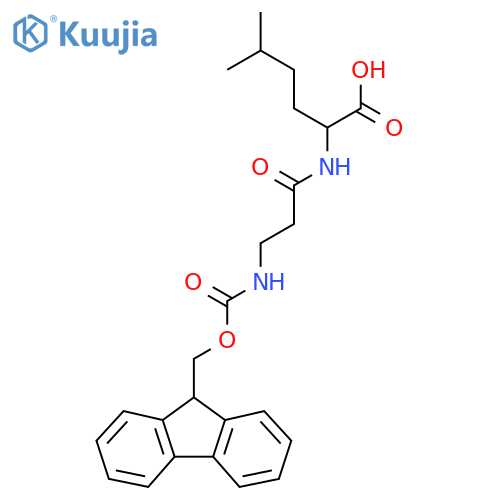 2-3-({(9H-fluoren-9-yl)methoxycarbonyl}amino)propanamido-5-methylhexanoic acid structure