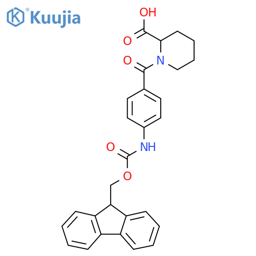 1-4-({(9H-fluoren-9-yl)methoxycarbonyl}amino)benzoylpiperidine-2-carboxylic acid structure