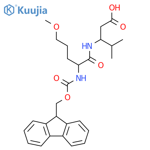 3-2-({(9H-fluoren-9-yl)methoxycarbonyl}amino)-5-methoxypentanamido-4-methylpentanoic acid structure