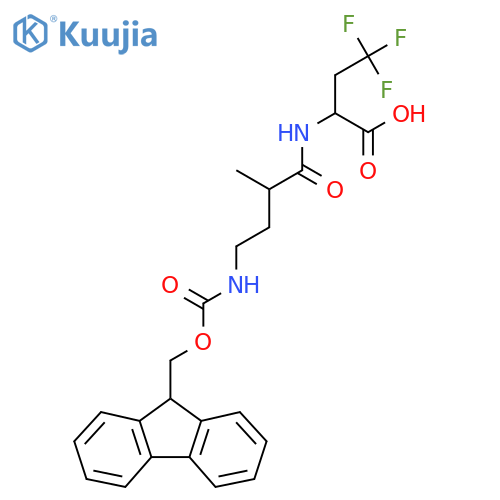 2-4-({(9H-fluoren-9-yl)methoxycarbonyl}amino)-2-methylbutanamido-4,4,4-trifluorobutanoic acid structure