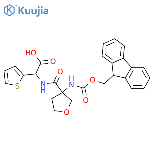 2-{3-({(9H-fluoren-9-yl)methoxycarbonyl}amino)oxolan-3-ylformamido}-2-(thiophen-2-yl)acetic acid structure