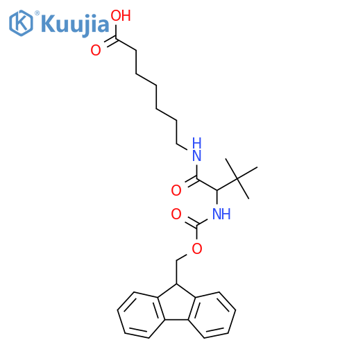 7-2-({(9H-fluoren-9-yl)methoxycarbonyl}amino)-3,3-dimethylbutanamidoheptanoic acid structure