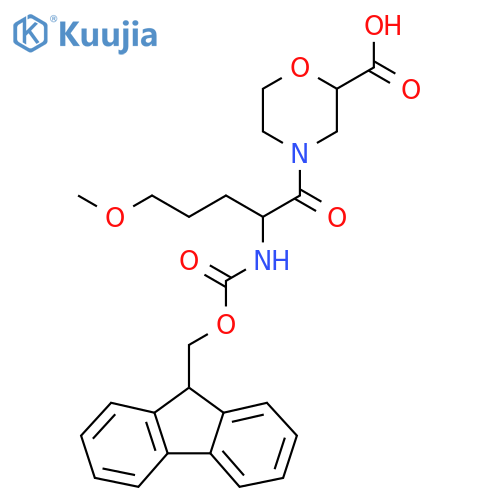 4-2-({(9H-fluoren-9-yl)methoxycarbonyl}amino)-5-methoxypentanoylmorpholine-2-carboxylic acid structure