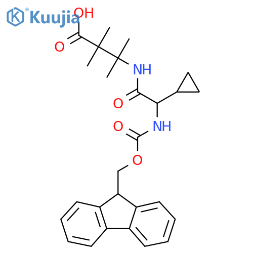 3-2-cyclopropyl-2-({(9H-fluoren-9-yl)methoxycarbonyl}amino)acetamido-2,2,3-trimethylbutanoic acid structure