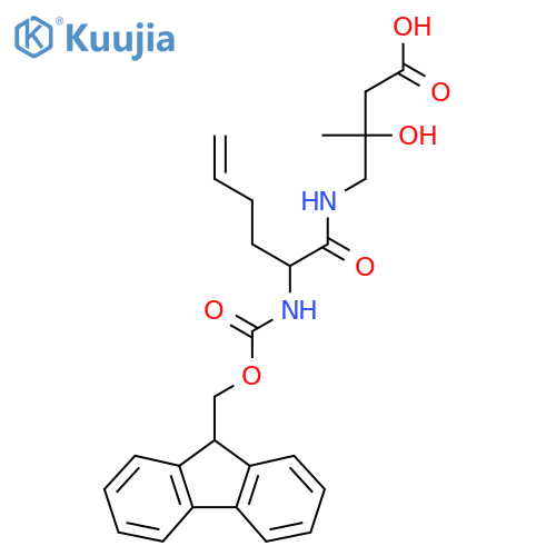 4-2-({(9H-fluoren-9-yl)methoxycarbonyl}amino)hex-5-enamido-3-hydroxy-3-methylbutanoic acid structure