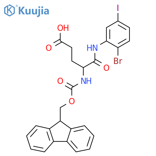 4-(2-bromo-5-iodophenyl)carbamoyl-4-({(9H-fluoren-9-yl)methoxycarbonyl}amino)butanoic acid structure