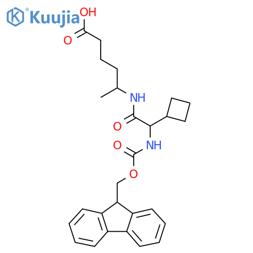 5-2-cyclobutyl-2-({(9H-fluoren-9-yl)methoxycarbonyl}amino)acetamidohexanoic acid structure