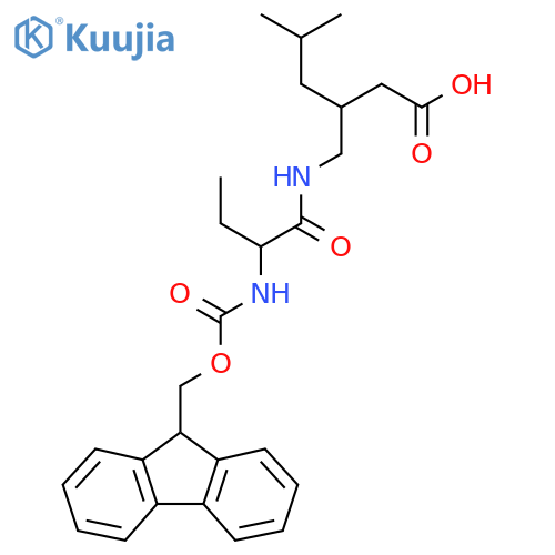 3-{2-({(9H-fluoren-9-yl)methoxycarbonyl}amino)butanamidomethyl}-5-methylhexanoic acid structure