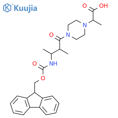 2-{4-3-({(9H-fluoren-9-yl)methoxycarbonyl}amino)-2-methylbutanoylpiperazin-1-yl}propanoic acid structure