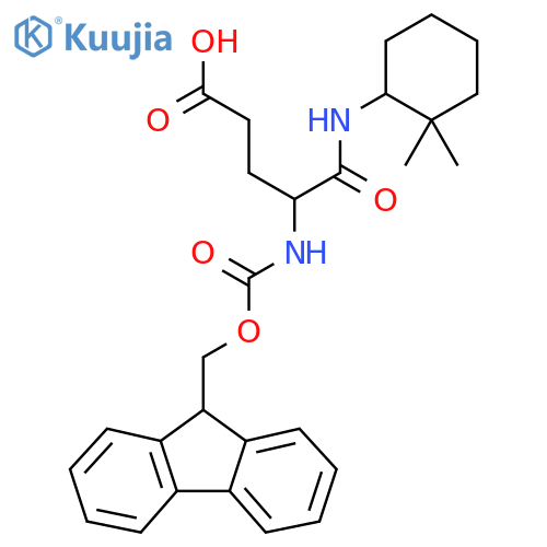 4-(2,2-dimethylcyclohexyl)carbamoyl-4-({(9H-fluoren-9-yl)methoxycarbonyl}amino)butanoic acid structure
