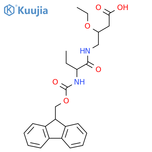3-ethoxy-4-2-({(9H-fluoren-9-yl)methoxycarbonyl}amino)butanamidobutanoic acid structure