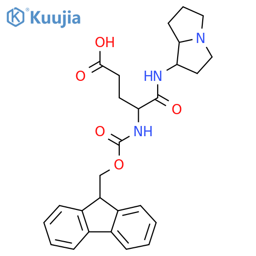 4-({(9H-fluoren-9-yl)methoxycarbonyl}amino)-4-(hexahydro-1H-pyrrolizin-1-yl)carbamoylbutanoic acid structure