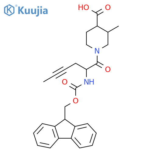 1-2-({(9H-fluoren-9-yl)methoxycarbonyl}amino)hex-4-ynoyl-3-methylpiperidine-4-carboxylic acid structure