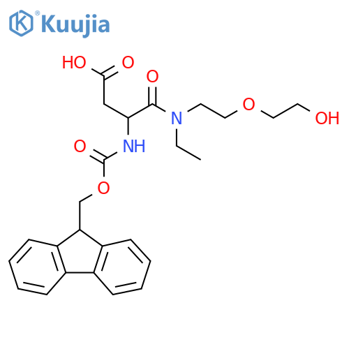 3-{ethyl2-(2-hydroxyethoxy)ethylcarbamoyl}-3-({(9H-fluoren-9-yl)methoxycarbonyl}amino)propanoic acid structure