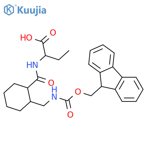 2-({2-({(9H-fluoren-9-yl)methoxycarbonyl}amino)methylcyclohexyl}formamido)butanoic acid structure
