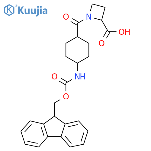 1-4-({(9H-fluoren-9-yl)methoxycarbonyl}amino)cyclohexanecarbonylazetidine-2-carboxylic acid structure