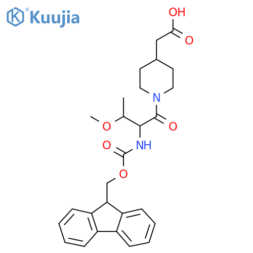 2-{1-2-({(9H-fluoren-9-yl)methoxycarbonyl}amino)-3-methoxybutanoylpiperidin-4-yl}acetic acid structure