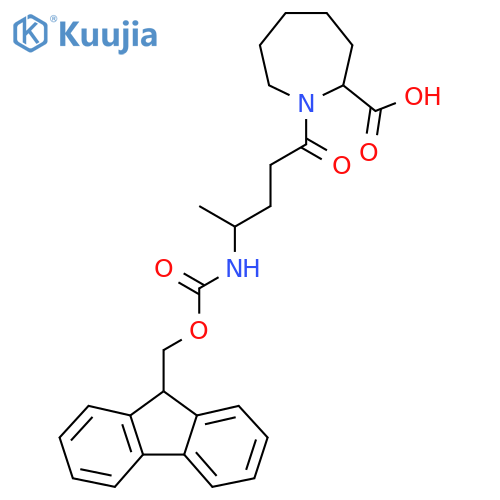 1-4-({(9H-fluoren-9-yl)methoxycarbonyl}amino)pentanoylazepane-2-carboxylic acid structure
