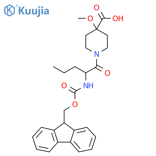 1-2-({(9H-fluoren-9-yl)methoxycarbonyl}amino)pentanoyl-4-methoxypiperidine-4-carboxylic acid structure