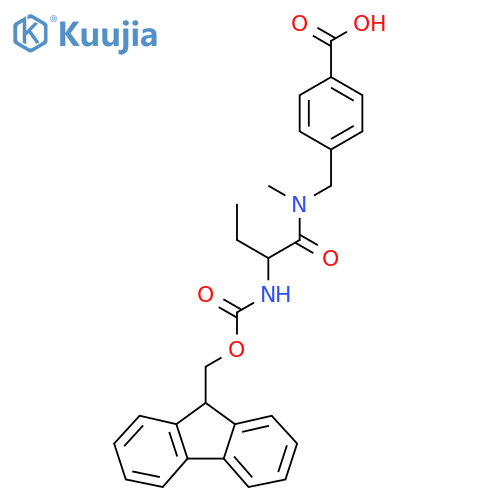 4-{2-({(9H-fluoren-9-yl)methoxycarbonyl}amino)-N-methylbutanamidomethyl}benzoic acid structure