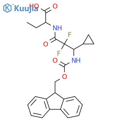 2-3-cyclopropyl-3-({(9H-fluoren-9-yl)methoxycarbonyl}amino)-2,2-difluoropropanamidobutanoic acid structure