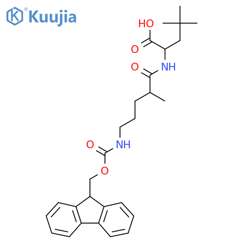 2-5-({(9H-fluoren-9-yl)methoxycarbonyl}amino)-2-methylpentanamido-4,4-dimethylpentanoic acid structure
