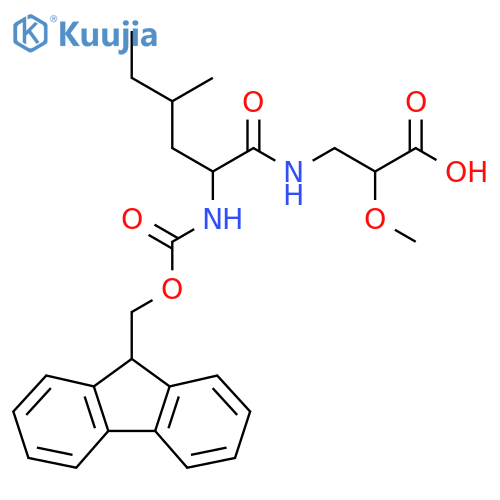 3-2-({(9H-fluoren-9-yl)methoxycarbonyl}amino)-4-methylhexanamido-2-methoxypropanoic acid structure