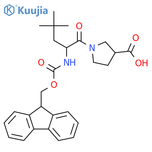 1-2-({(9H-fluoren-9-yl)methoxycarbonyl}amino)-4,4-dimethylpentanoylpyrrolidine-3-carboxylic acid structure
