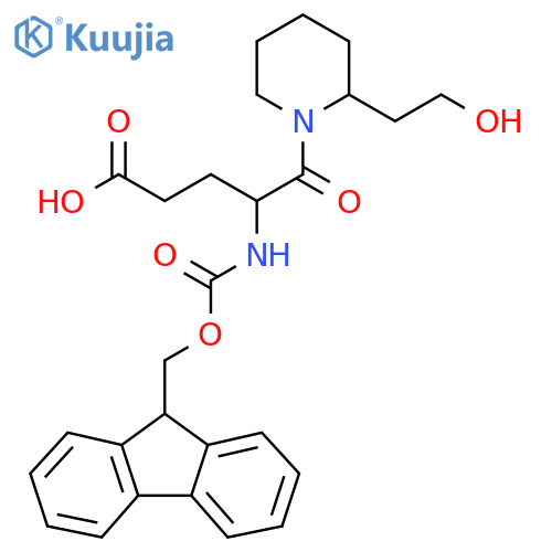 4-({(9H-fluoren-9-yl)methoxycarbonyl}amino)-5-2-(2-hydroxyethyl)piperidin-1-yl-5-oxopentanoic acid structure